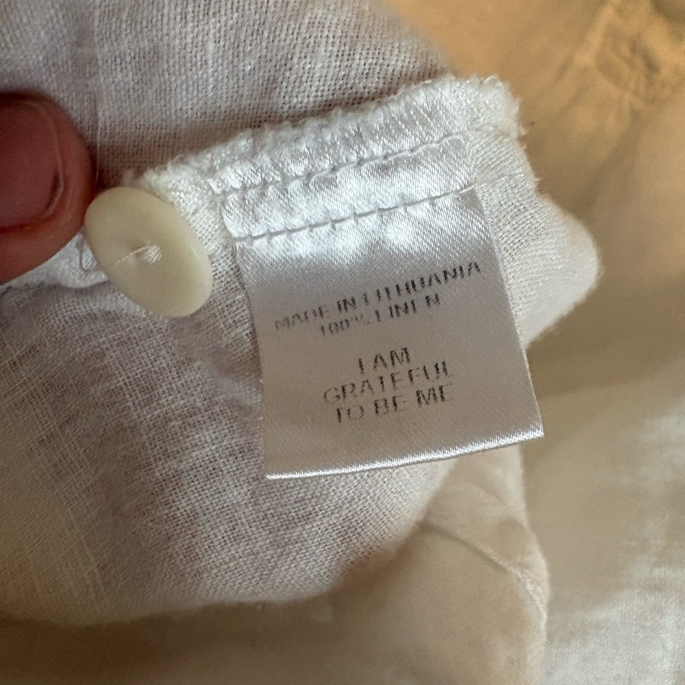 Flax White Sleeveless Linen Button-Front Tunic - Picture 3 of 3